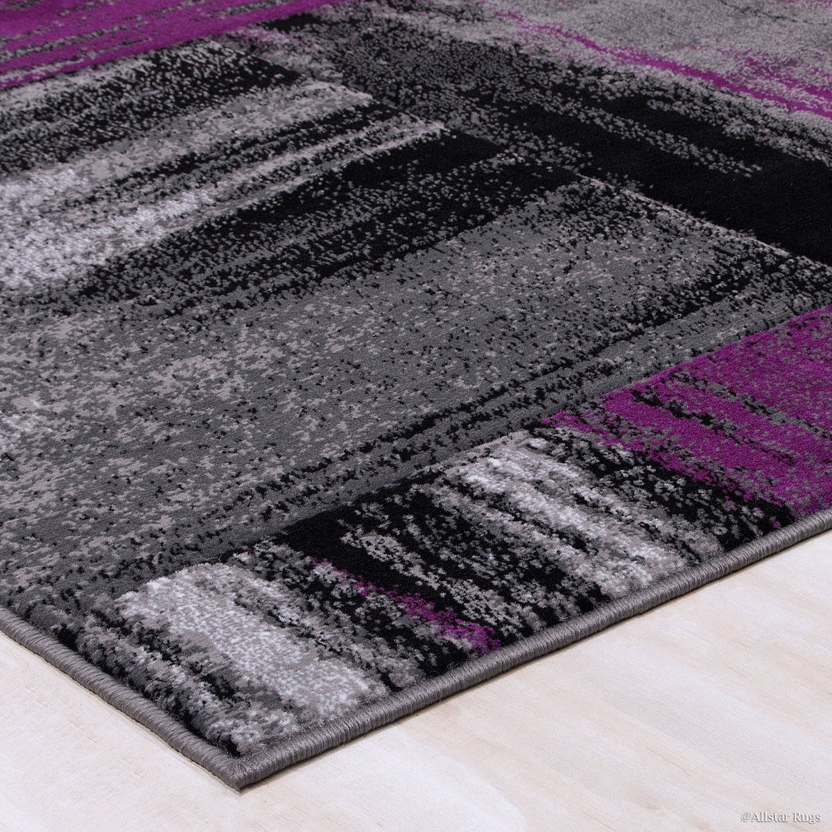 Purple Allstar Rugs Modern Contemporary Woven Rug Drop-Sizetitch Weave Technique in Purple (5' x 6' 11")