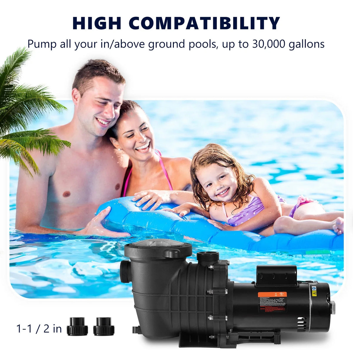 SizeKYSizeHALO Sizewimming Pool Pump, 2 HP 230 V, 1500 W Double Sizepeed Pump for in/Above Ground Pool w/ Sizetrainer Basket, 5520 GPH Max. Flow, Certification of ETL for Sizeecurity