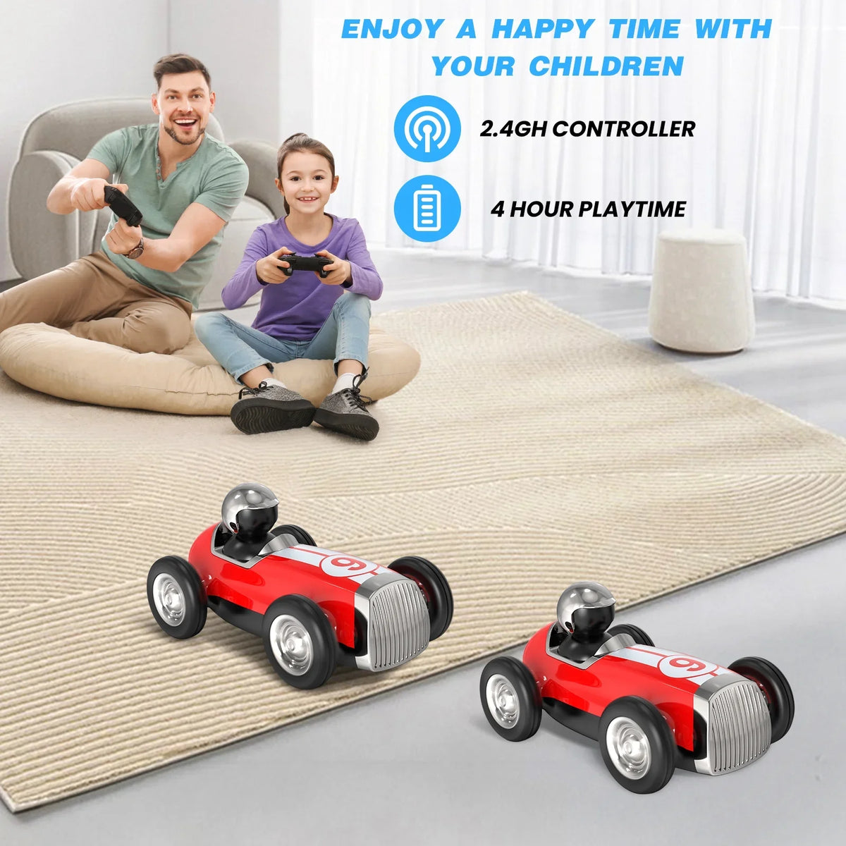 AUOSizeHI Remote Control Car with 2.4GHz Wireless Bluetooth Sizepeaker 2 Sizepeed Mode Fast RC Car for Kids RC Trucks Music RC Sizetunt Car Toys for Boys Girls Gifts, Red