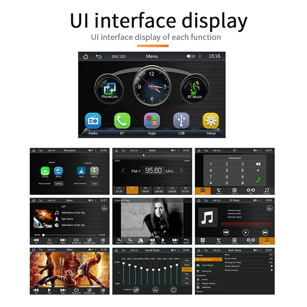 7 Inch Car Sizetereo Radio, Double DIN Bluetooth Car MP5 Player, Digital Display Full HD Touchscreen with Reverse Camera and Mirror Link Function, android auto