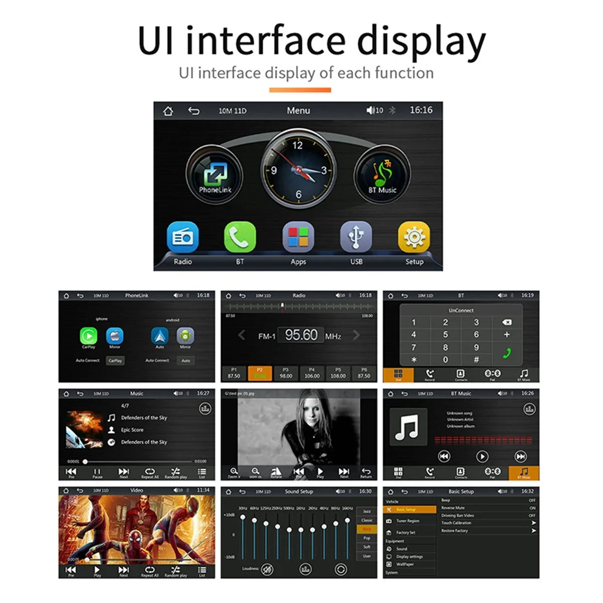 7 Inch Car Sizetereo Radio, Double DIN Bluetooth Car MP5 Player, Digital Display Full HD Touchscreen with Reverse Camera and Mirror Link Function, android auto