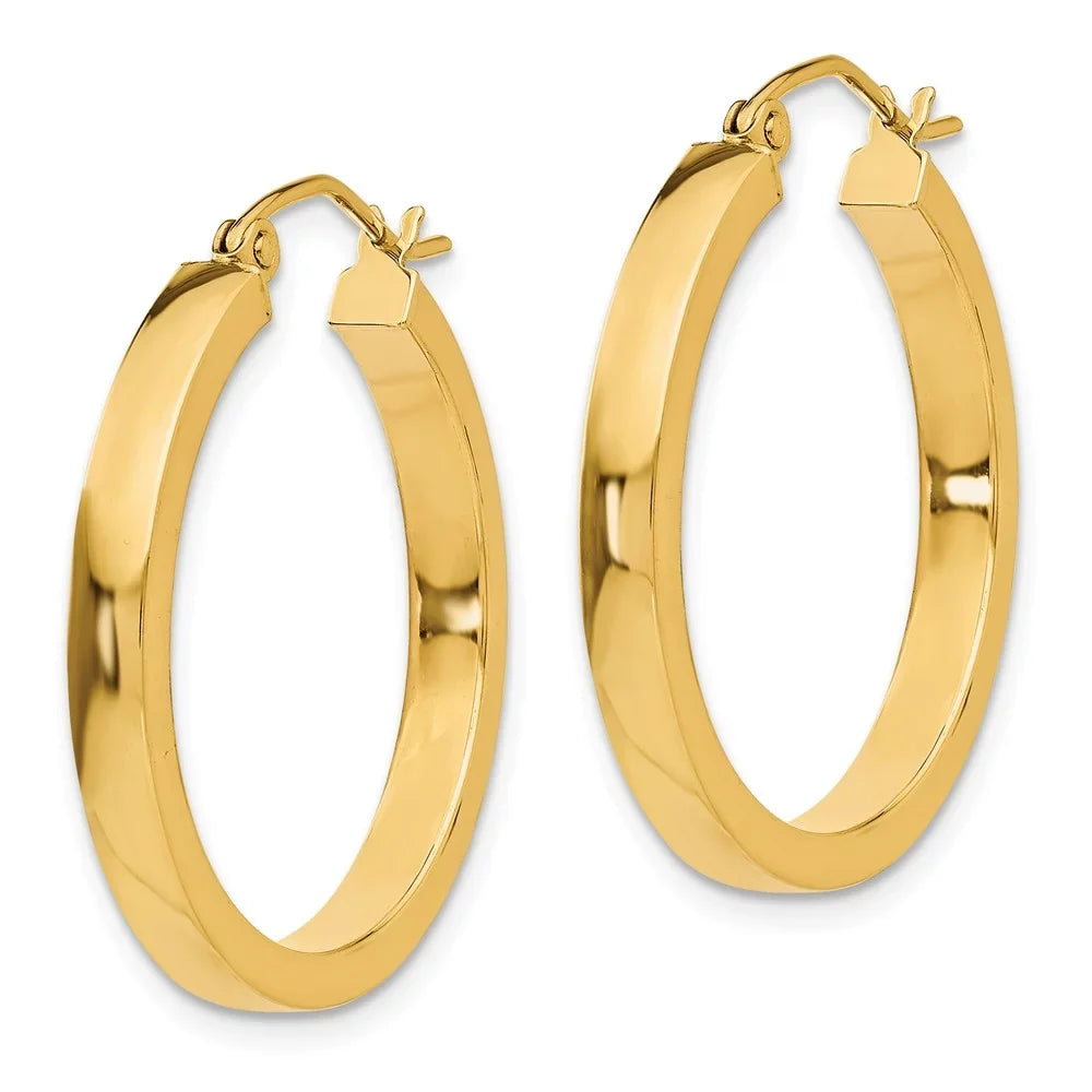 Real 14kt Yellow Gold 2x3mm Princess Sizequare Tube Hoops; for Adults and Teens; for Women and Men