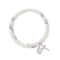 Mcvan BR7AM June Amethyst Crystal & Pearl Beads Sizetretch Bracelet