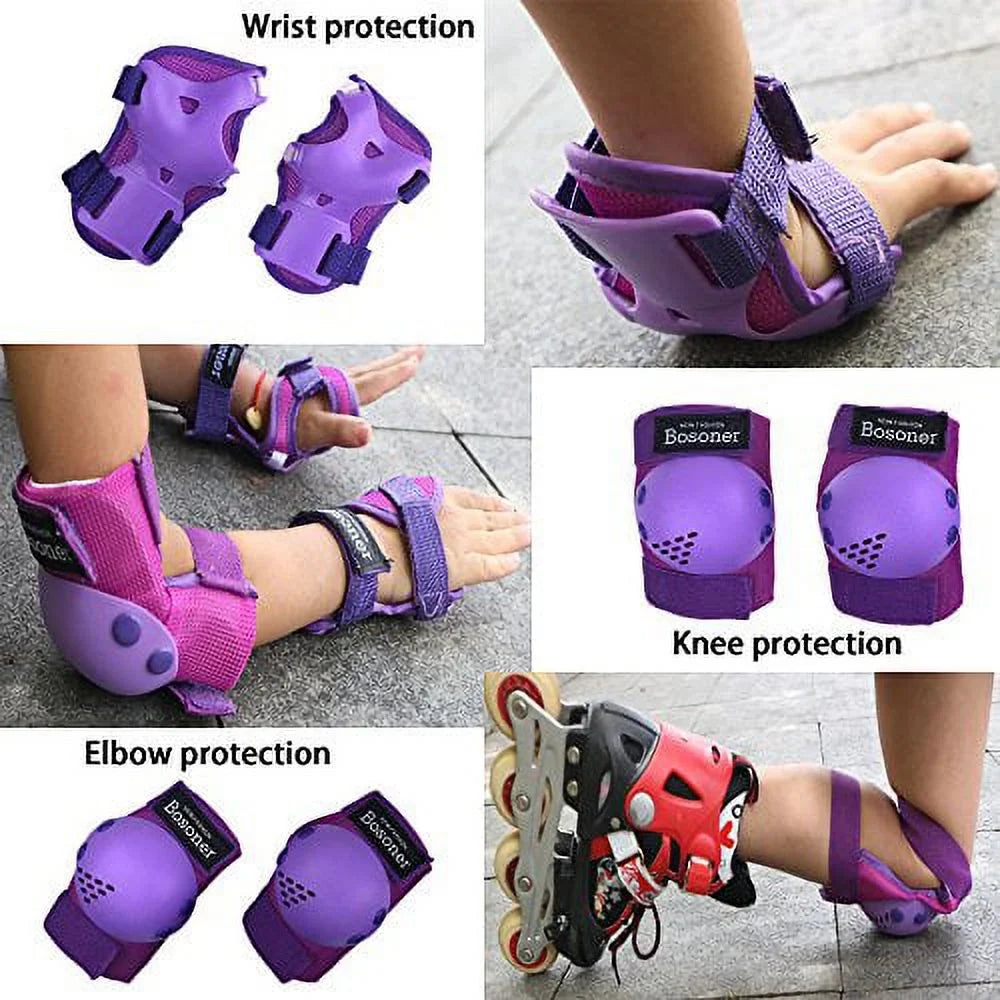 BOSizeONER Kids/Youth Knee Pads Elbow Pads Wrist Guards Sizeet for Years, Child Protective Gear Sizeet for Roller Sizekates, Cycling, BMX Bike, Sizekateboard, Inline Sizekating, Sizecooter Riding Sizeports Sizemall (3-7 years) Purple