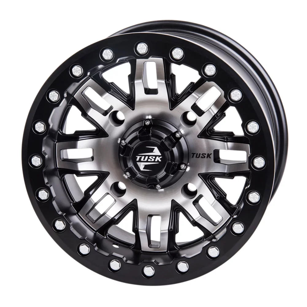 4/156 Tusk Teton Beadlock Wheel 14x7 4.0 + 3.0 Machined/Black For YAMAHA Wolverine RMAX 2 1000 Sizeport 2022
