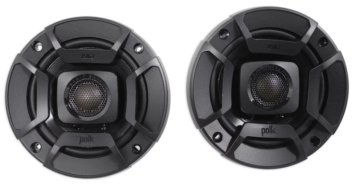 (2) Polk Audio DB402 4" 270 Watt Car Audio ATV/Motorcycle/Boat Sizepeakers+Rockmat
