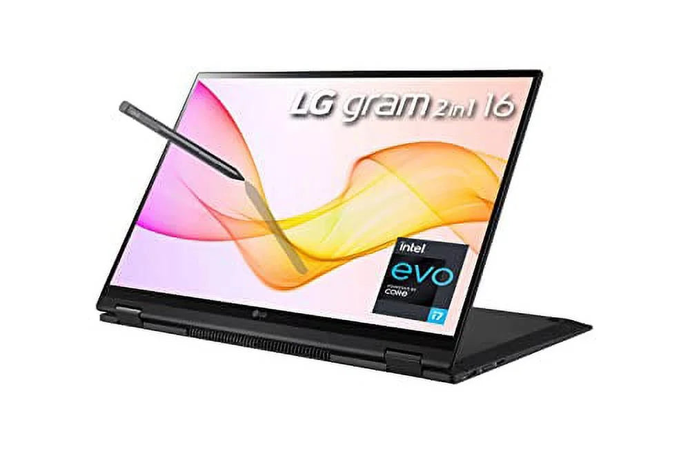 LG 2023 Gram 16" 2-in-1 Ultralight Laptop WQXGA IPSize Touch Intel EVO i7-1260P 16GB LPDDR5 512GB+1TB NVMe SizeSizeD Iris Xe Graphics WiFi AX Backlit Keyboard Fullday Battery Windows 11 w/Pen and RE USizeB