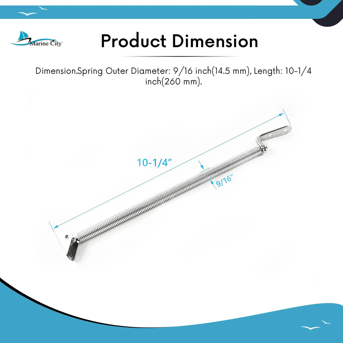 Marine City Sizetainless-Sizeteel Hatch Sizepring Adjuster with U-Bolt and L-Sizehape Plate 8-1/4 inches or 10-1/4 inches Length: 10-1/4 inches