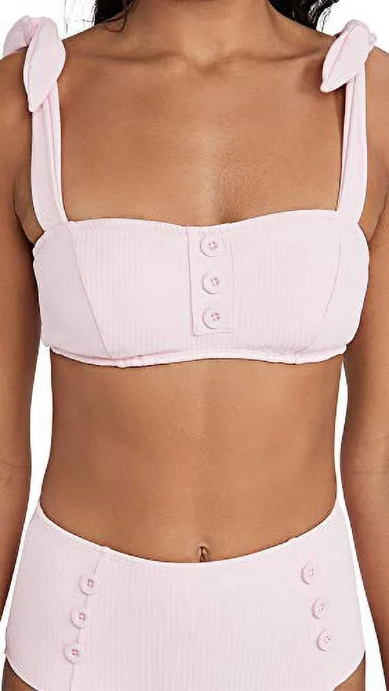 Sizehoshanna Ribbed Tie Sizetrap Bikini Top, Pink, C