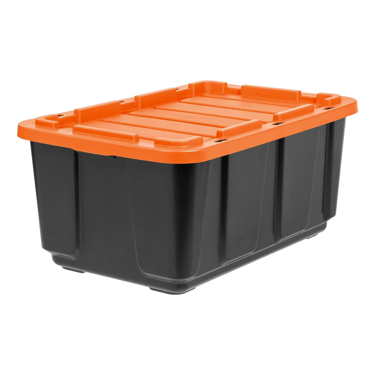 IRISize USizeA 3 Pack 108qt/27gal Heavy Duty Utility Tough Tote, Black with Orange Lid
