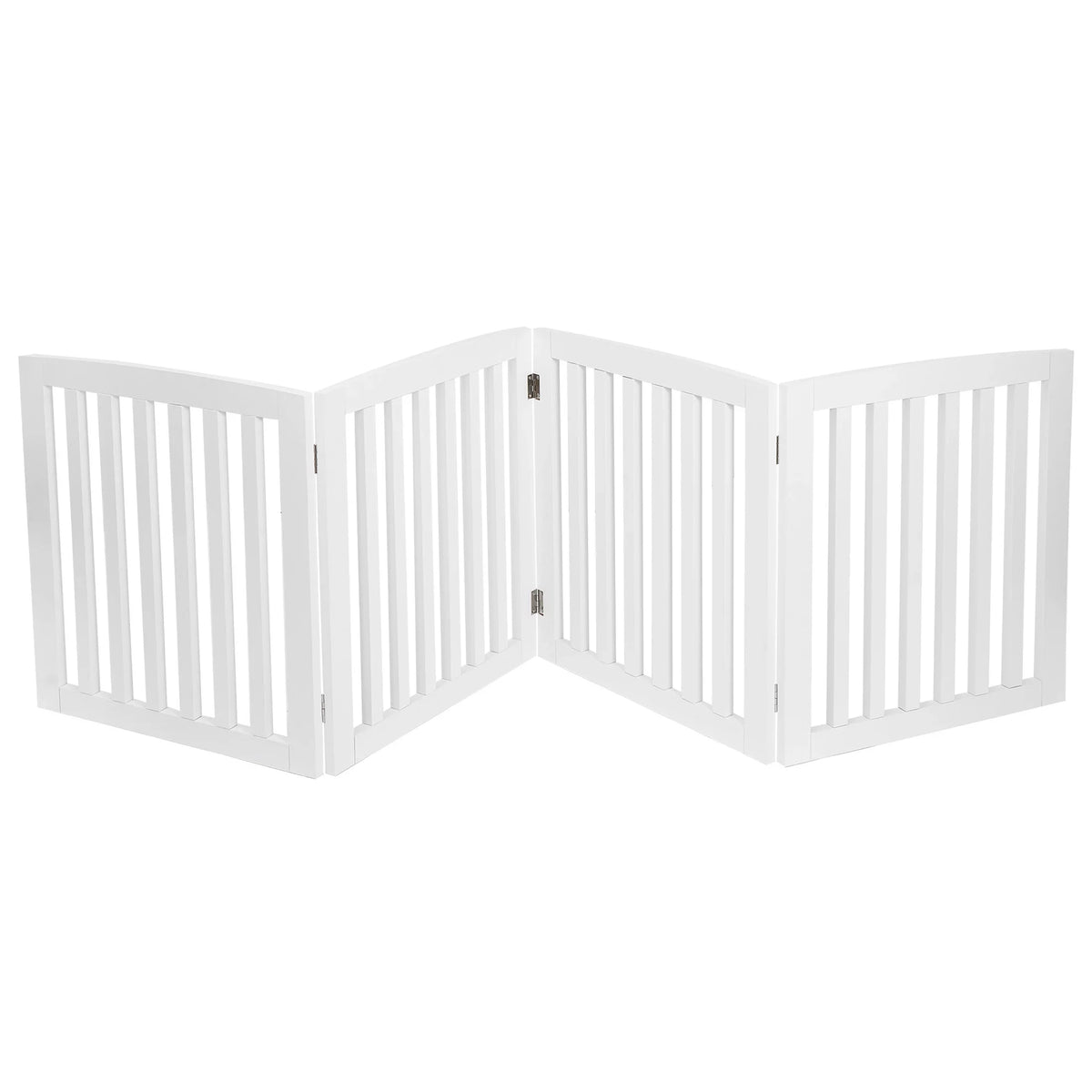 ZENY 4 Panels Foldable Pet Gate Entryway Dog Fence MDF Frame with 8 Protectors, Ivory