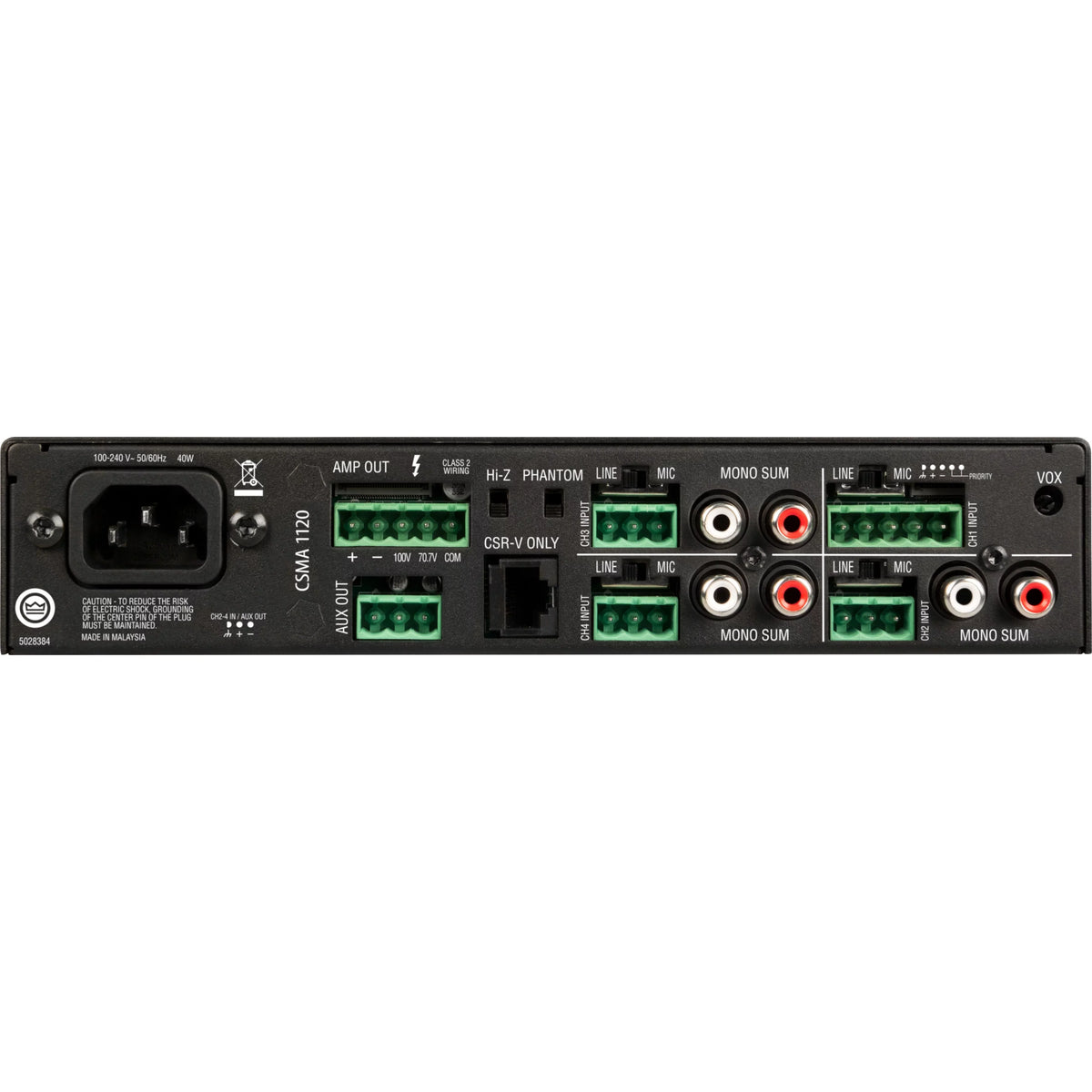 JBL Commercial CSizeMA 1120 Amplifier, 120 W RMSize, 1 Channel