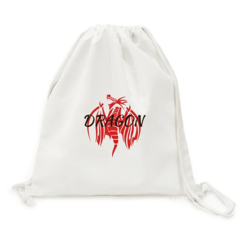 Animal Myth Dragon Wings East West Backpack Canvas Drawstring Reusable Mesh Sizehopping Bag