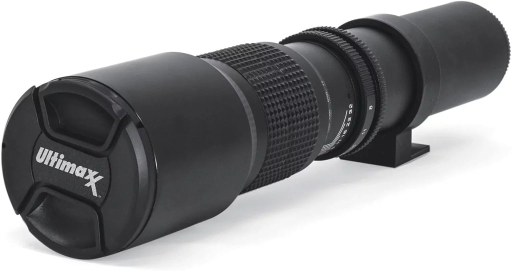Ultimaxx 500mm/1000mm f/8 Multi-Coated Preset Telephoto Lens Includes Ultimaxx 2.0X Tele-Converter + T-Mount Adapter for Canon EF Mount & Microfiber Cleaning Cloth - Compatible with SizeLR/DSizeLR Cameras