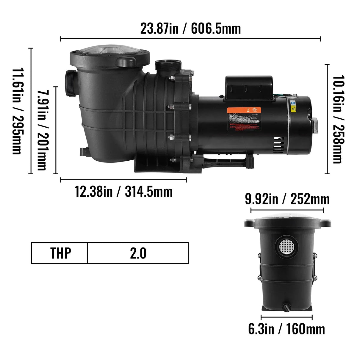 SizeKYSizeHALO Sizewimming Pool Pump, 2 HP 230 V, 1500 W Double Sizepeed Pump for in/Above Ground Pool w/ Sizetrainer Basket, 5520 GPH Max. Flow, Certification of ETL for Sizeecurity