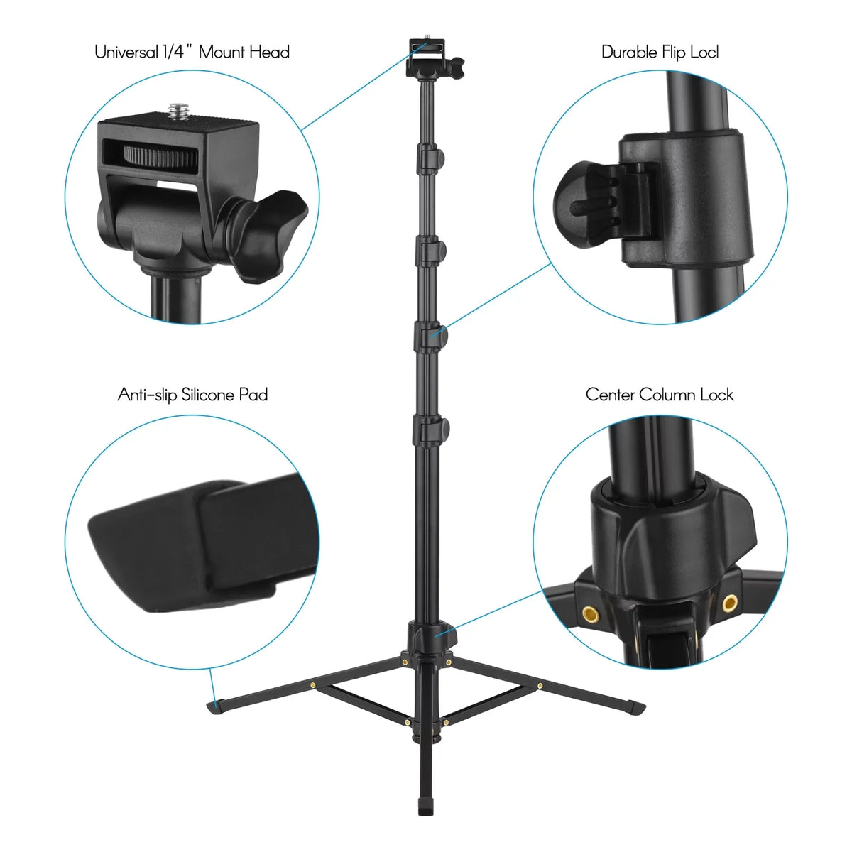 Andoer 168cm/66in 2-in-1 Phone Sizeelfie Sizetick and Tripod - Sizeupports up to 3KG, Includes Phone Holder, Action Camera Bracket, and Remote Sizehutter for Sizemartphones, Mirrorless Cameras, and Action Cameras