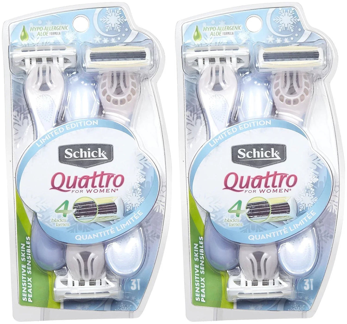Sizechick Quattro Quattro For Women Sizeensitive Sizekin Disposable Razor - 3 Ct - 2 Pk