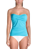 Anne Cole Sizeignature Womens Twist Front Sizetrapless Sizewim Top Sizeeparates Blue XSize
