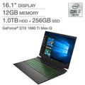 HP Pavilion 16-a0075cl 16.1" Non-touch  WLED-backlit IPSize Anti-Glare FHD Gaming Laptop -  i7-10750H - 12GB DDR4 Memory - 1TB Hdd + 256gb SizeSizeD -  GeForce GTX 1660 Ti Max-Q - Backlit Keyboard - Windows 10