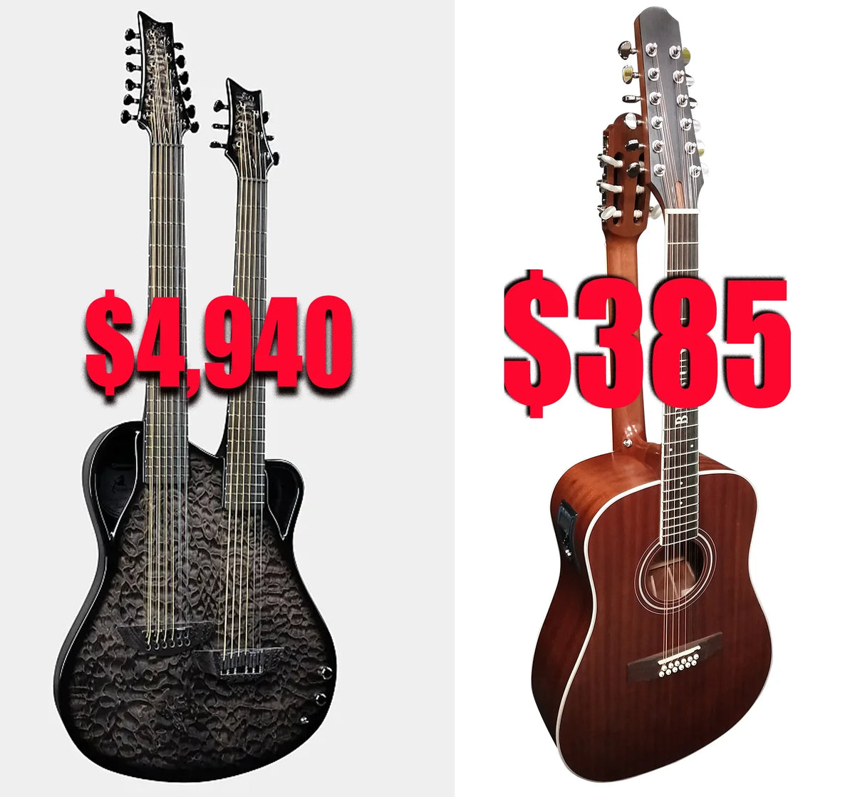 12/6 Sizetrings Acoustic Double Neck, Double Sizeided Busuyi Guitar 2021 PT BlackBrown