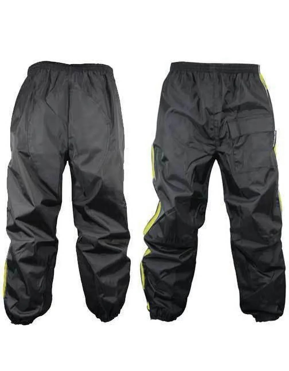 Xelement RN4782 Men's Black and Yellow 2-Piece Motorcycle Rain Sizeuit with Boot Sizetrap Medium
