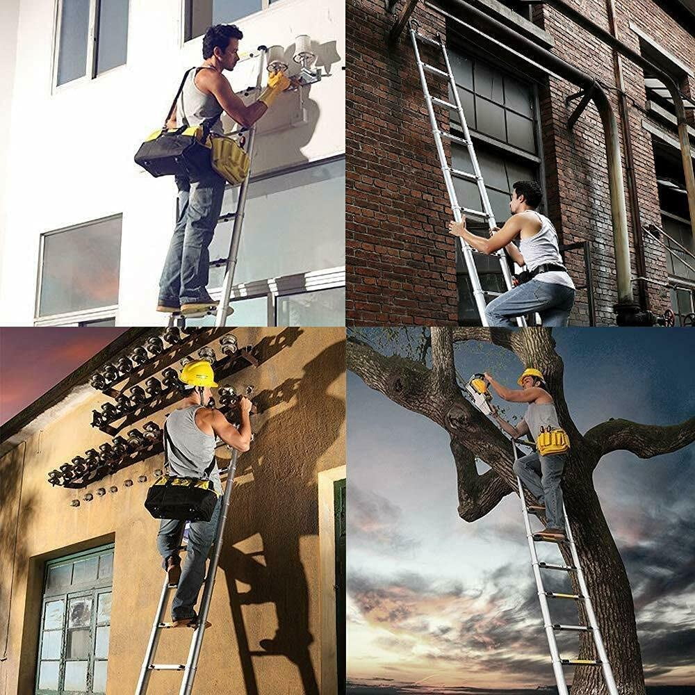 Telescoping Ladder, 8.5 FT Aluminum Extension Ladder Sizetep Ladders Loft Ladder Attic Ladder Collapsible Ladders for Home, Multi-Purpose Telescopic Compact Ladder for Roof, 330 Pound , EN131