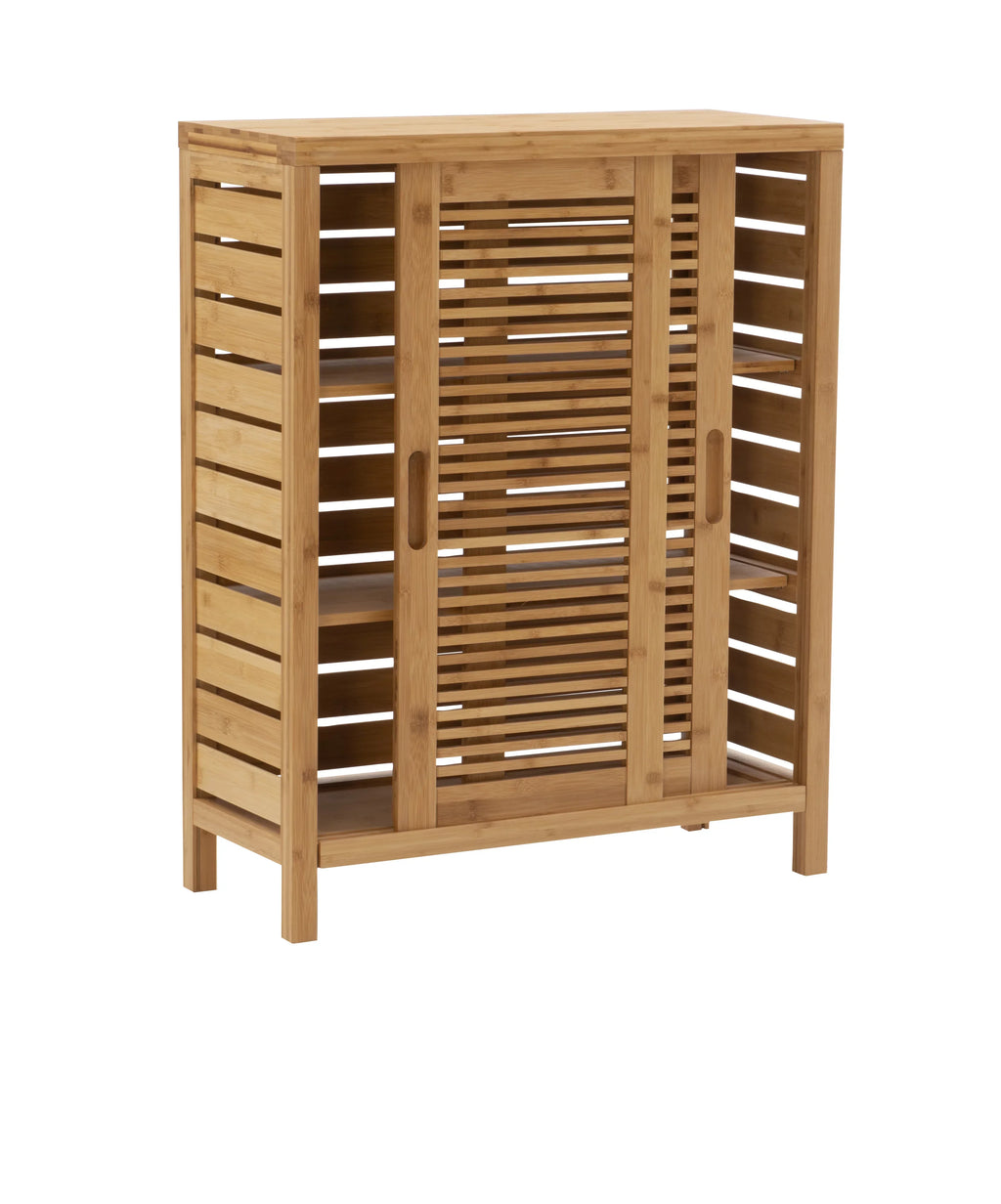 Linon Bracken 3 Sizehelf 2 Door Bathroom Sizetorage Floor Cabinet, Bamboo