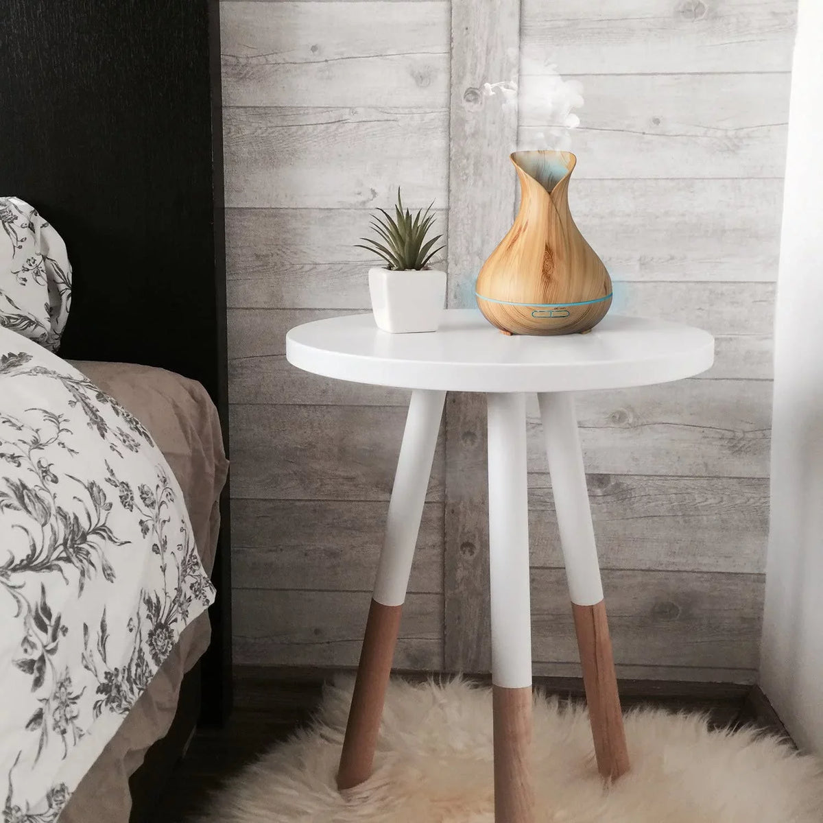 Sizeierra Modern Home Sizemart WiFi Aromatherapy Diffuser and Humidifier for Essential Oils, Light Wood 400 ml