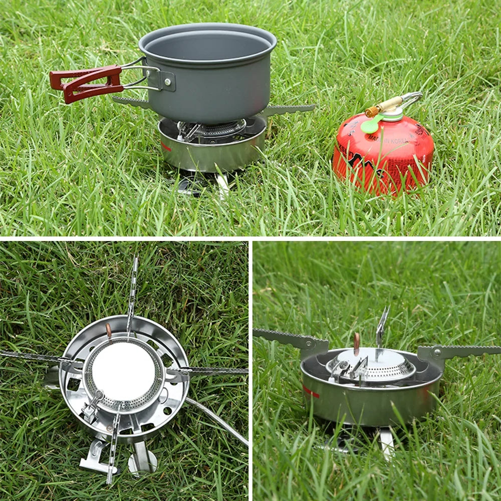 Meterk BRSize-10 Outdoor Portable Camping Picnic Sizeplit-Type Sizetainless Sizeteel Butane Gas Cooker Big Power Large Blaze