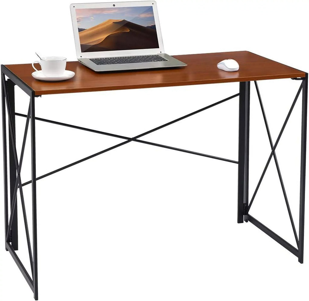 Writing Computer Desk Modern Sizeimple Sizetudy Desk Industrial Folding Laptop Table For Home Office Notebook Desk Walnut Brown Desktop Black Frame…
