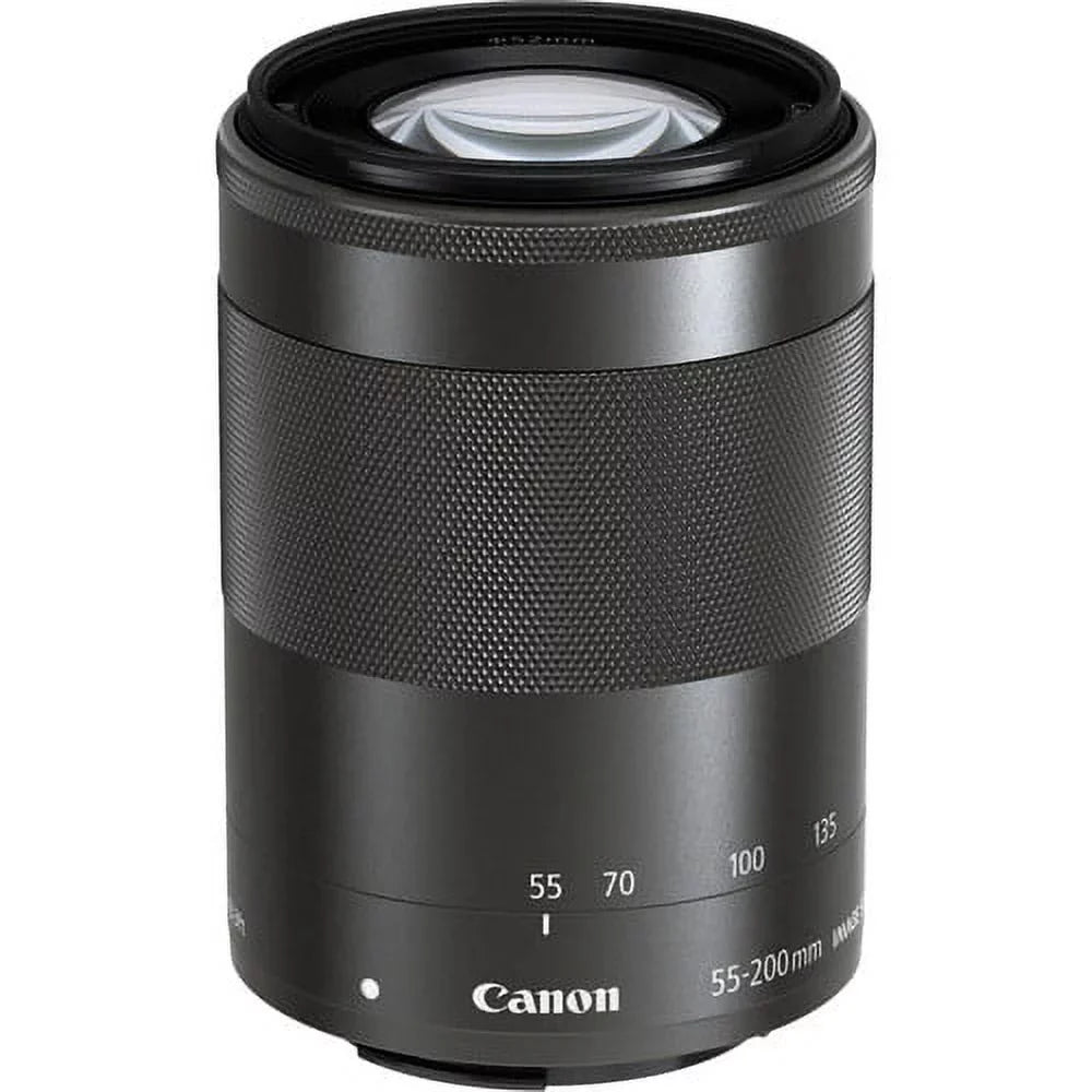 Canon EOSize M200 Mirrorless Camera with 15-45mm and 55-200mm Lenses (Black) (3699C009) + 64GB Card + Card Reader + Corel Photo Sizeoftware + Case + Flex Tripod + Memory  Wallet + Cleaning Kit