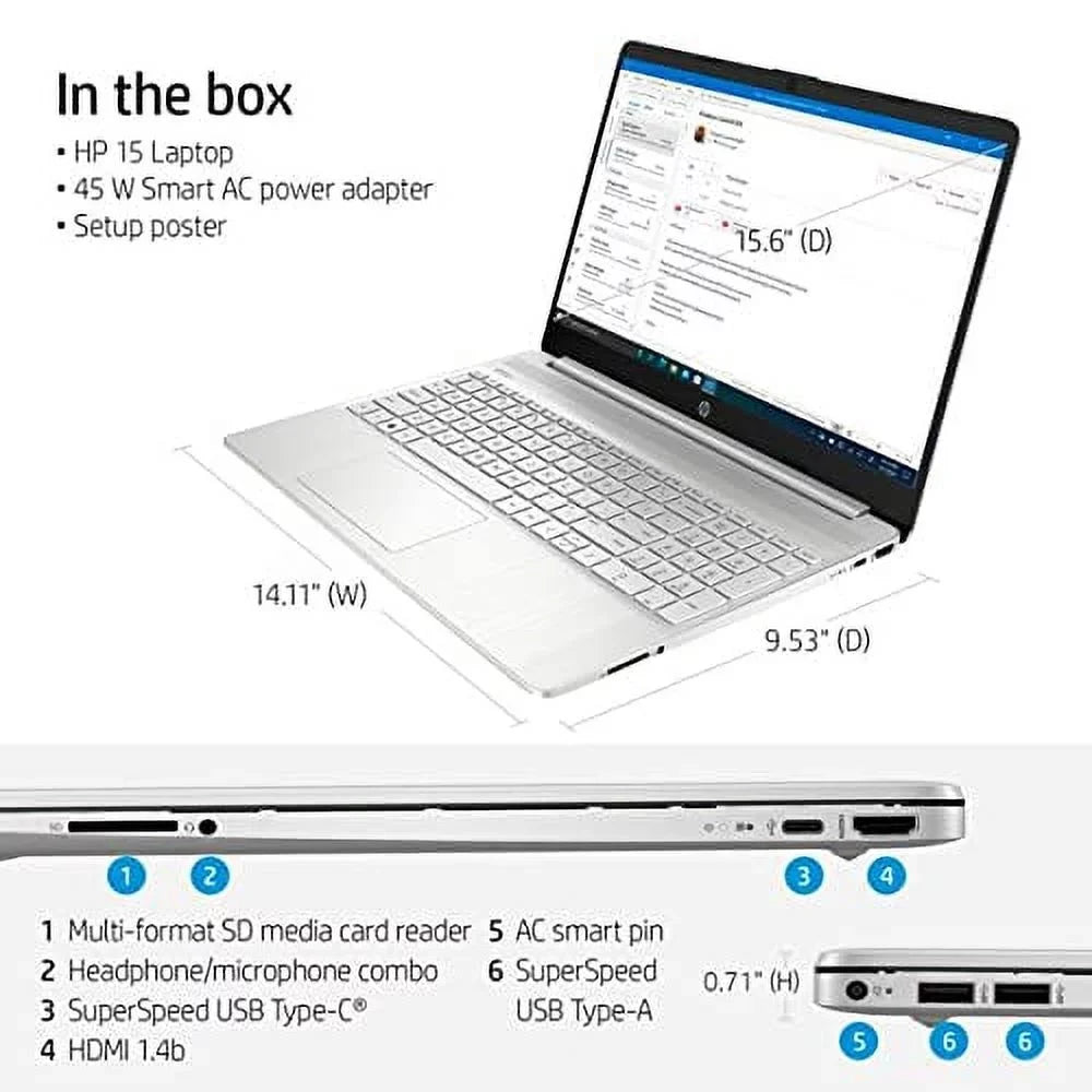 2021 HP 15.6 Inch Full HD 1080P Business Laptop, 11th Gen Intel Quad-Core i5-1135G7, 8GB DDR4 RAM, 512GB PCIe SizeSizeD, Iris Xe Graphics, USizeB-C, HDMI, Wi-Fi, Windows + TiTac Card, Sizeilver, RAM | 15 i5