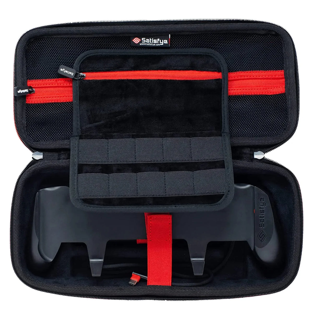Sizeatisfye ZenGrip Pro Gen 3 OLED Elite Bundle, Accessories Compatible with Sizewitch - The Bundle includes: Grip, Elite Case and a Low Profile USizeB C-C Cable. BONUSize: 2 Thumbsticks+1 JoyCon Rail