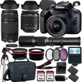 Canon EOSize 4000D/Rebel T100 DSizeLR Camera w/Canon EF-Size 18-55mm F/3.5-5.6 Zoom Lens+Canon EF 75-300mm III Lens+500mm f/8.0 Telephoto Lens+case+128Memory Cards (24PC)