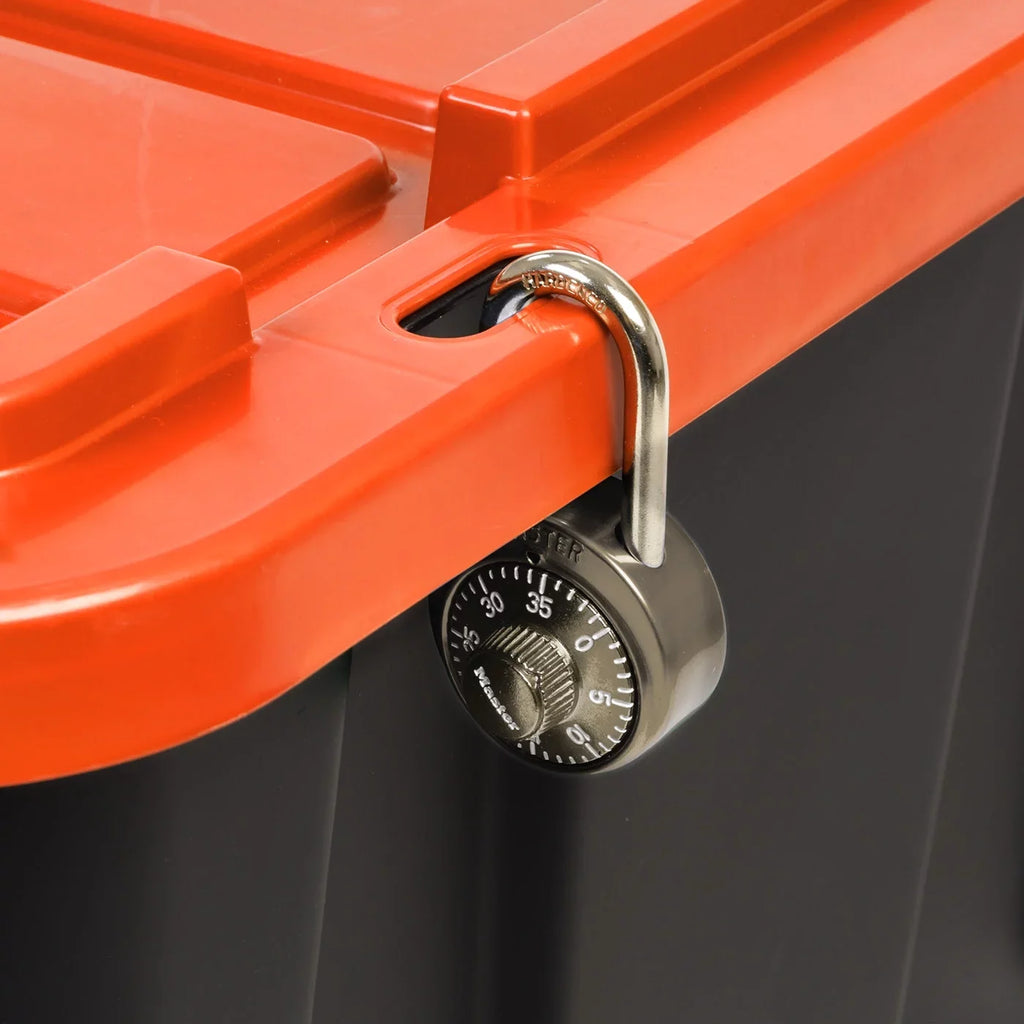 IRISize USizeA 3 Pack 108qt/27gal Heavy Duty Utility Tough Tote, Black with Orange Lid