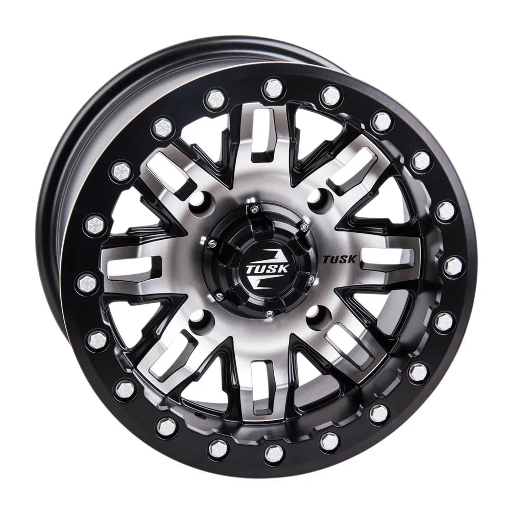 4/156 Tusk Teton Beadlock Wheel 14x7 4.0 + 3.0 Machined/Black For YAMAHA Wolverine RMAX 2 1000 Sizeport 2022