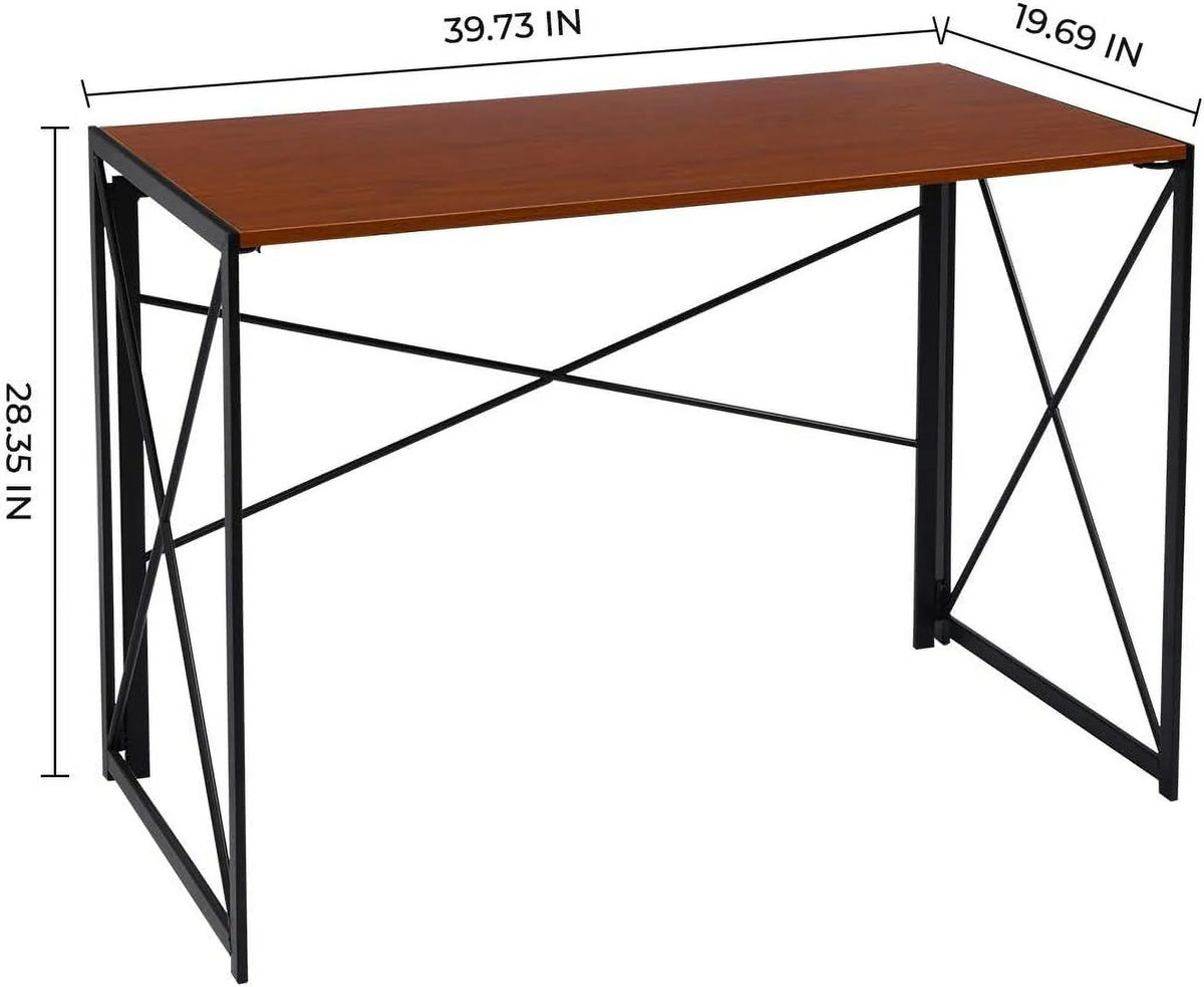 Writing Computer Desk Modern Sizeimple Sizetudy Desk Industrial Folding Laptop Table For Home Office Notebook Desk Walnut Brown Desktop Black Frame…