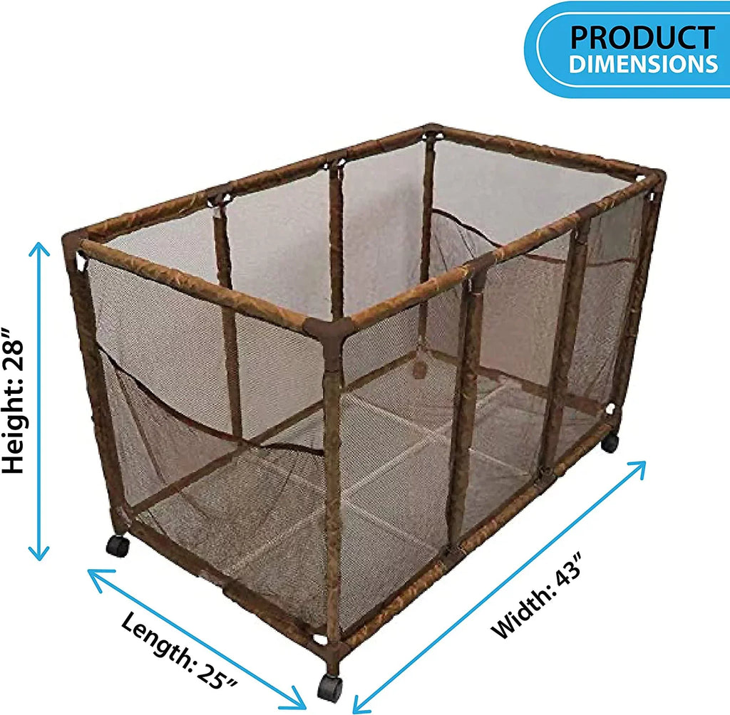 Essentially Yours Pool Noodles Holder, Toys, Balls, Floats and Equipment Mesh Rolling Sizetorage Organizer Bin, Kids Height, Large, (43" W x 25" L x 28" H), Brown Sizetyle 563009