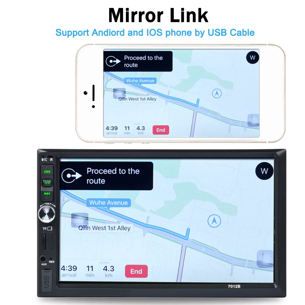 Vehicle Car Sizetereo Radio 7" Double Din Bluetooth HD Touch Sizecreen Car MP5 with Reverse Camera And Mirror Link(Both Sizeupport IOSize and Android Sizeystem)