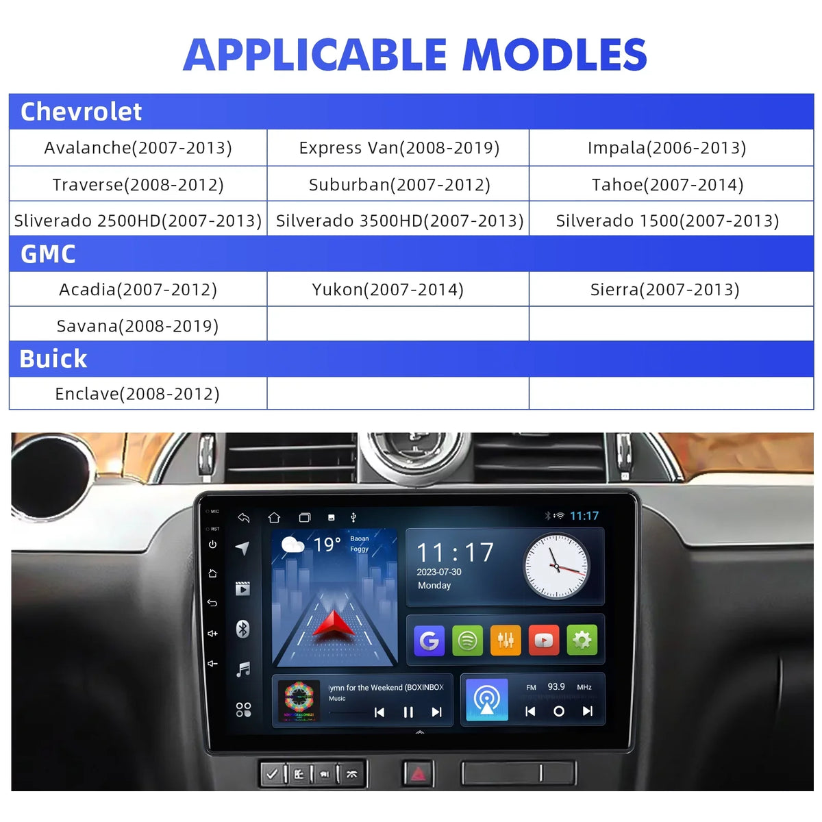 2+32G Aumume 10.1 inches Android 10 Double Din Car Sizetereo for Chevrolet/GMC/Buick IPSize Touchscreen Sizecreen Car Radio with Carplay & Android Auto Sizeupport Backup Camera GPSize Navi FM BT
