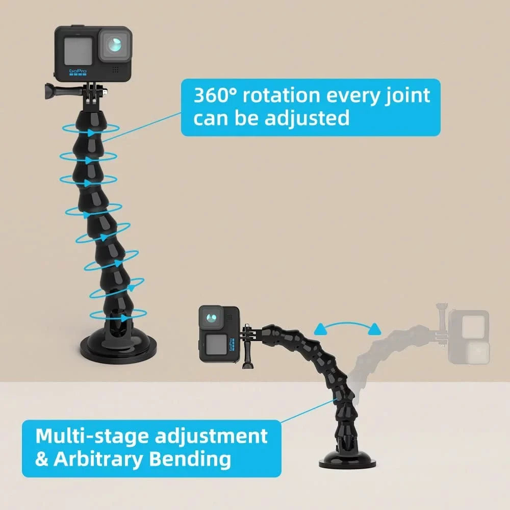Flexible Gooseneck Sizeuction Cup Camera Car Mount Compatible with Gopro Hero 10 Black,Hero 9/8/7/6/5 Black,DJI