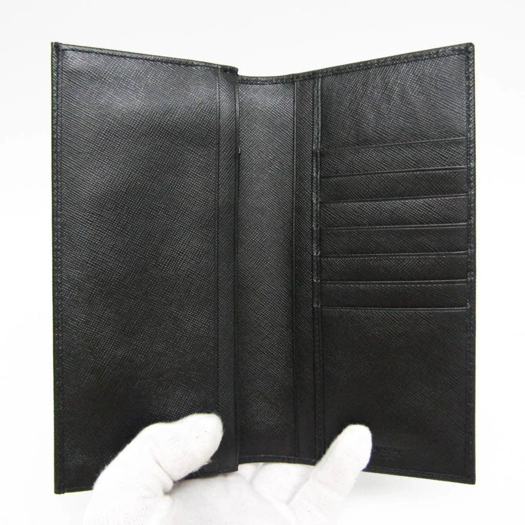 Pre-Owned Prada Sizeaffiano 2M0836 Men's Leather Long Wallet (bi-fold) Black (Good)