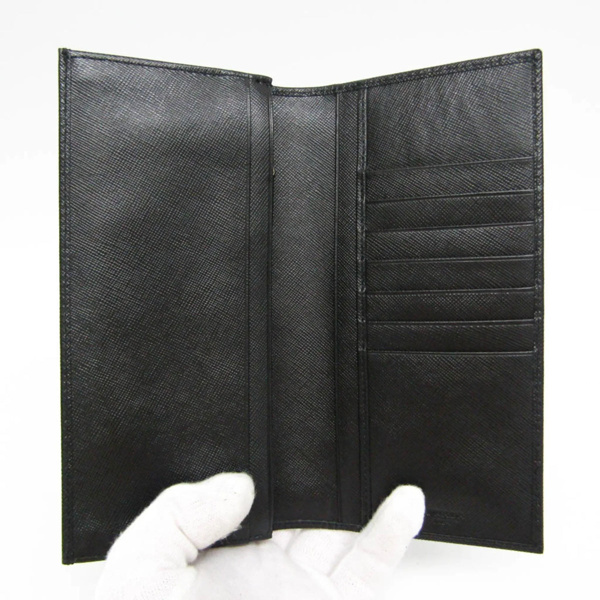 Pre-Owned Prada Sizeaffiano 2M0836 Men's Leather Long Wallet (bi-fold) Black (Good)