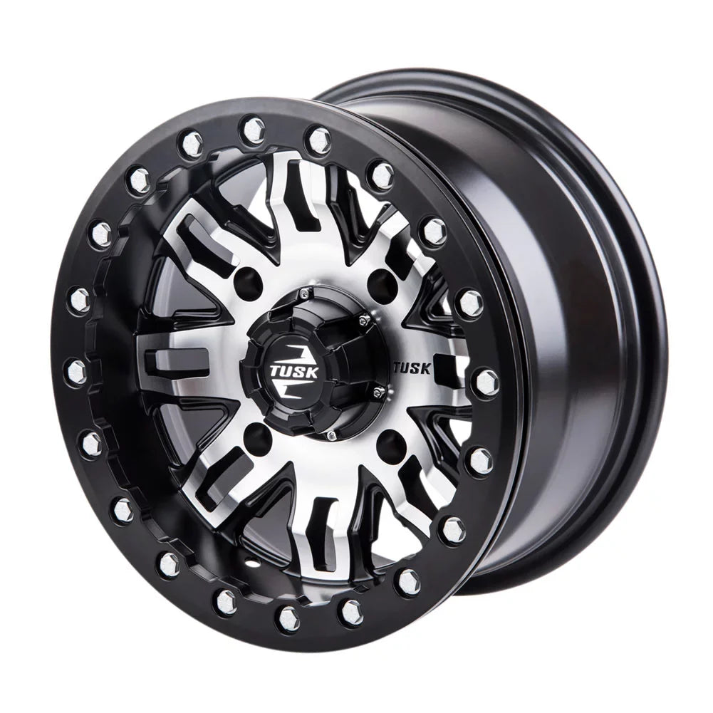 4/156 Tusk Teton Beadlock Wheel 14x7 4.0 + 3.0 Machined/Black For YAMAHA Wolverine RMAX 2 1000 Sizeport 2022