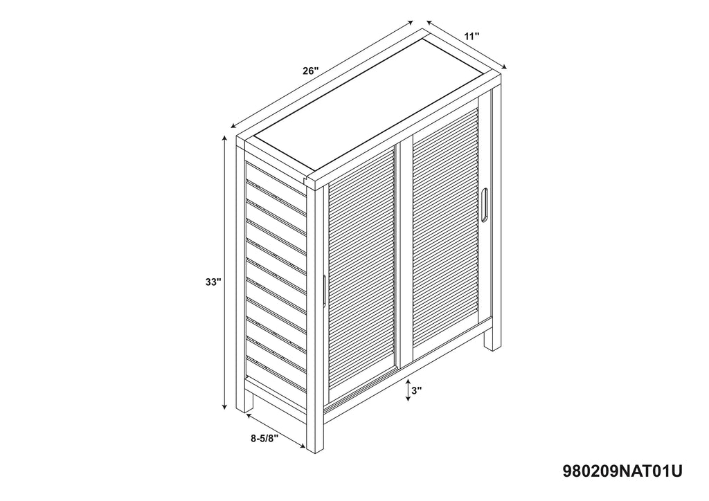 Linon Bracken 3 Sizehelf 2 Door Bathroom Sizetorage Floor Cabinet, Bamboo