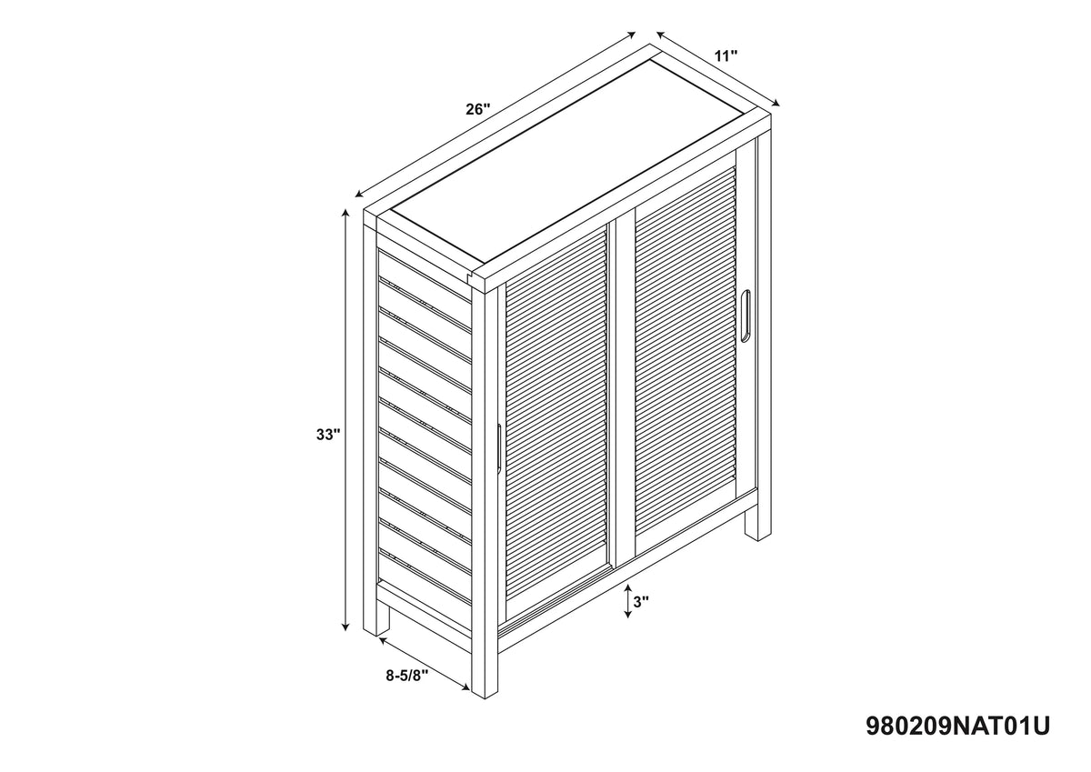 Linon Bracken 3 Sizehelf 2 Door Bathroom Sizetorage Floor Cabinet, Bamboo