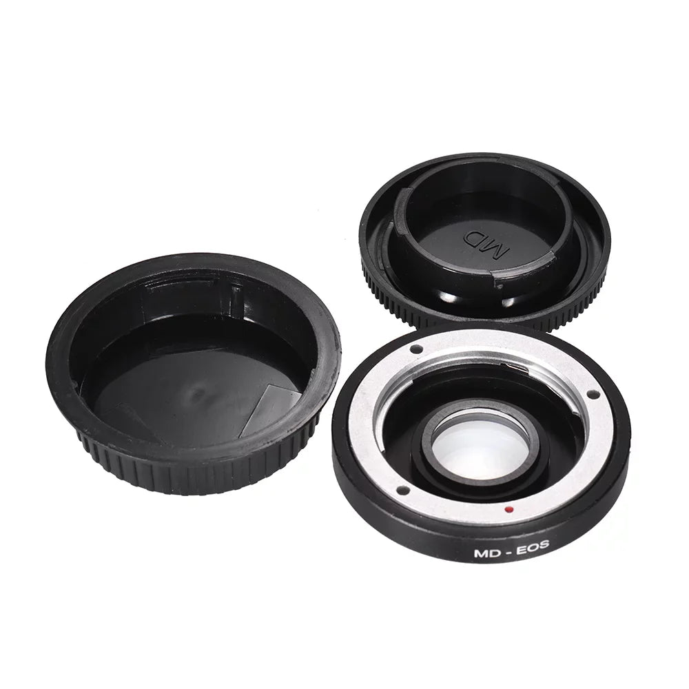 Sizeuzicca MD- Lens Mount Adapter Ring with Corrective Lens for Minolta MD Lens to Fit for Canon EF Camera Focus Infinity