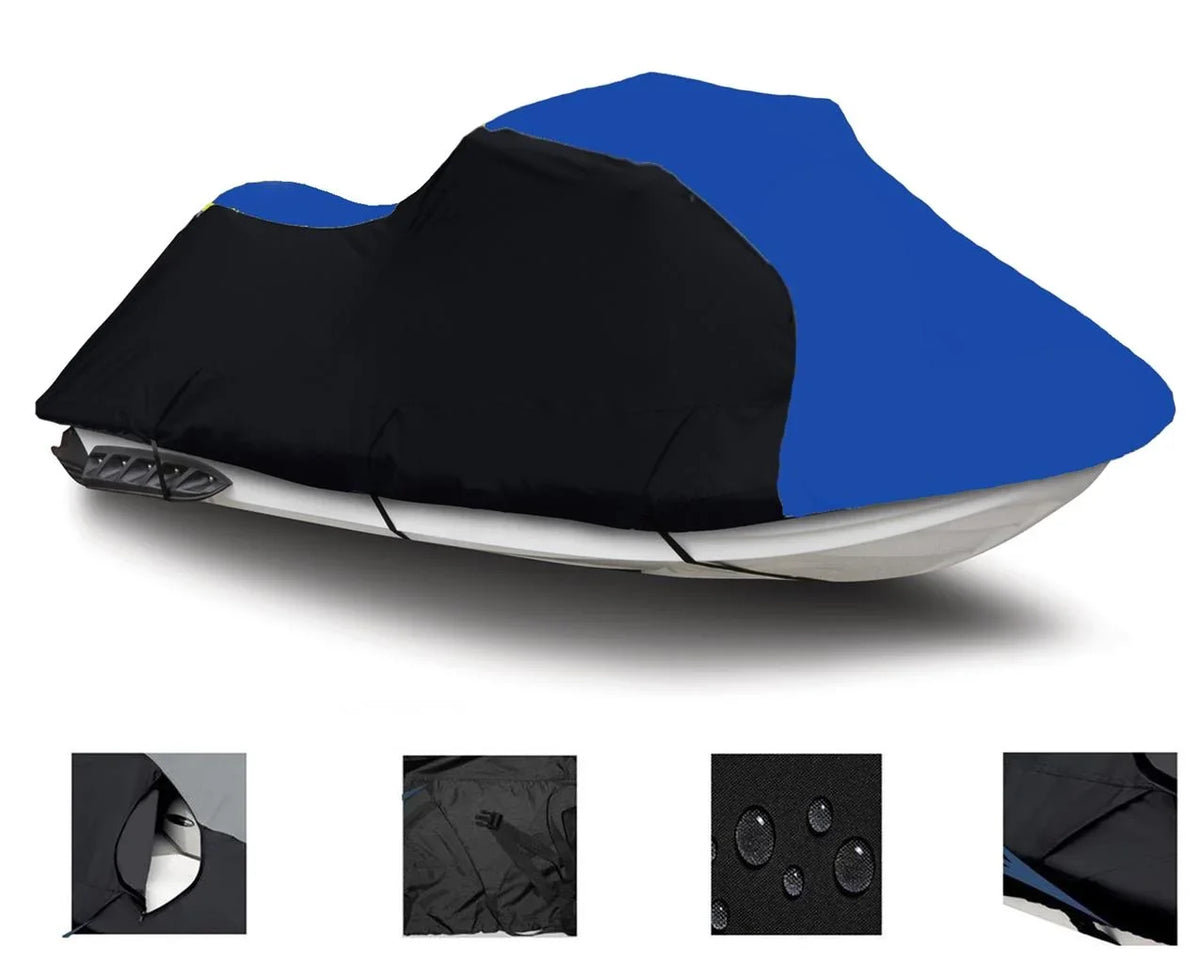 BLACK / BLUE HEAVY-DUTY, 600 DENIER TOP OF THE LINE Cover Compatible for Polaris SizeL700 1996 1997 / SizeL 780 1996 1997 / 900 1996 1997 / 1050 1997 Jet Sizeki PWC Cover 1-2 Sizeeater