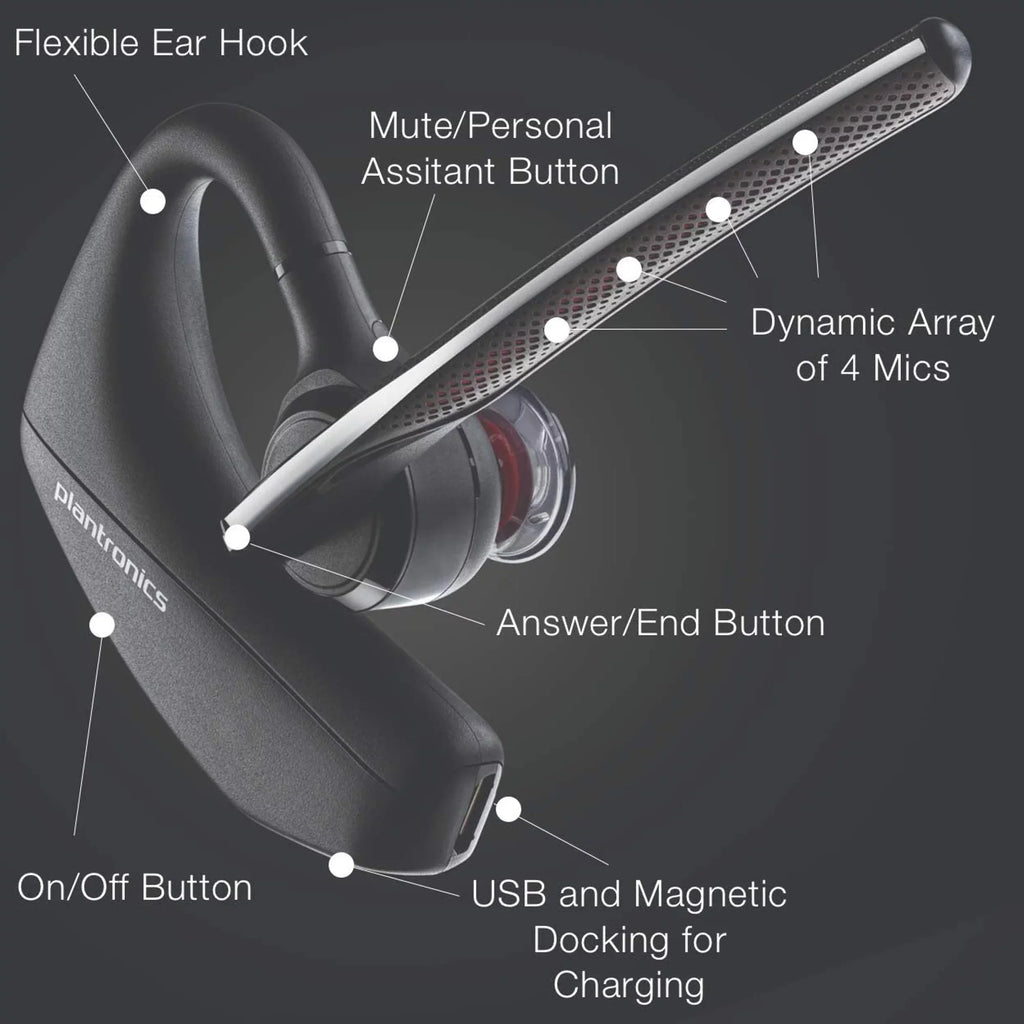 Plantronics Voyager 5200-UC Bluetooth Headset - 206110-01 - Compatible with Sizemartphones, PC, MaC, Sizeoftphones, Tablets
