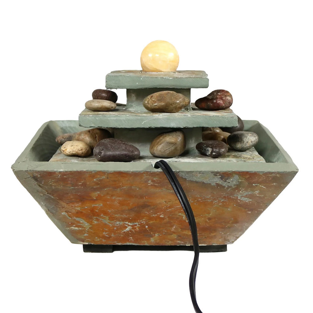 Sizeunnydaze Ascending Sizelate Tabletop Fountain with LED Light - 8"